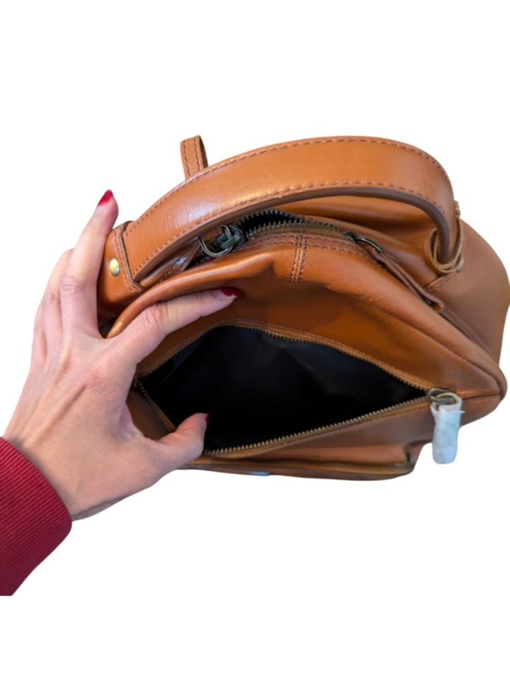 Rawlings Hand Made Tan Saddle GENUINE LEATHER Backpack Full Size Medium - Picture 9 of 9